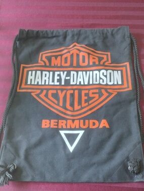 Harley-Davidson Black and Orange Logo Drawstring Backpack Bermuda